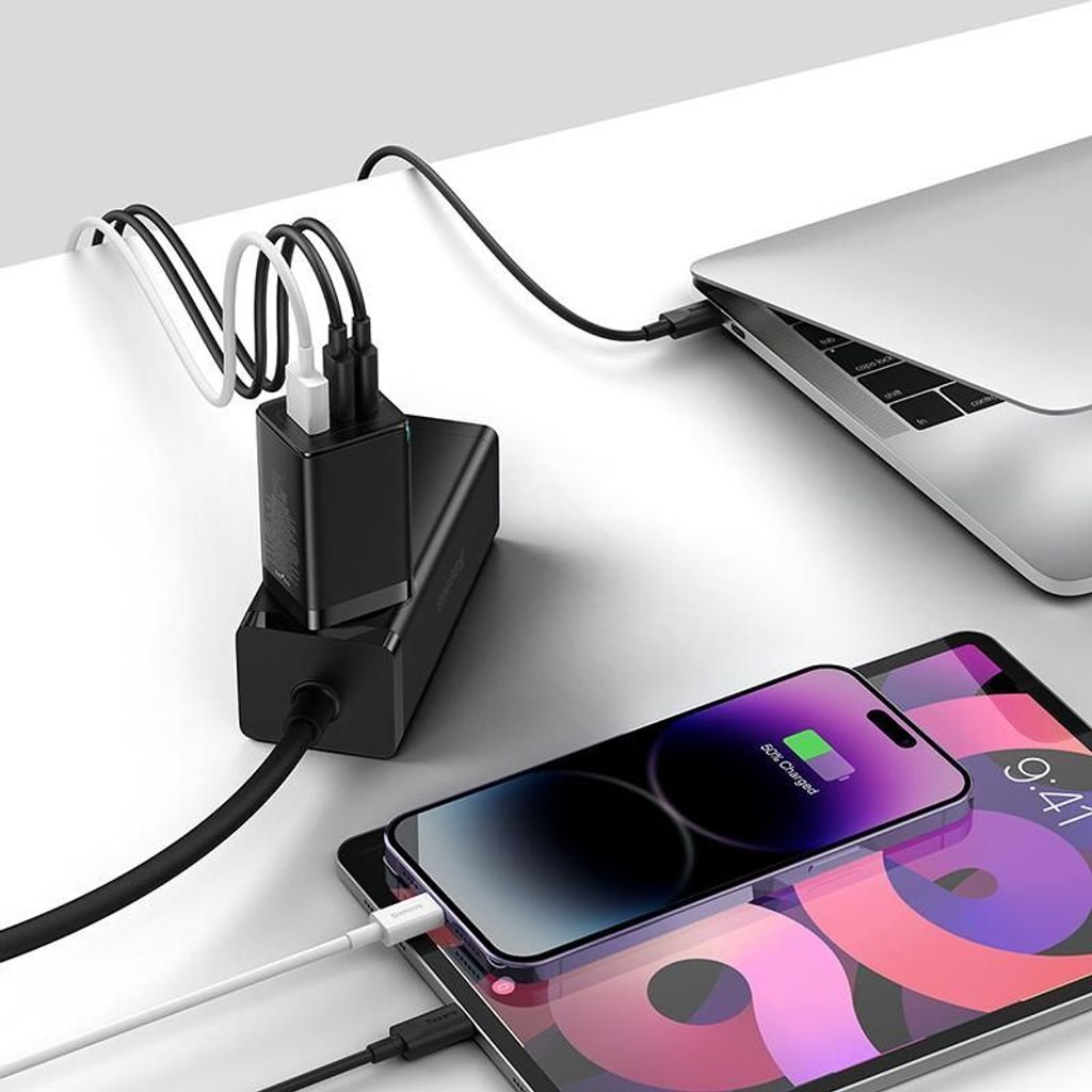 Wandladegerät Baseus GaN5 Pro 2xUSB-C + USB, 65W (schwarz) Produktbild 18