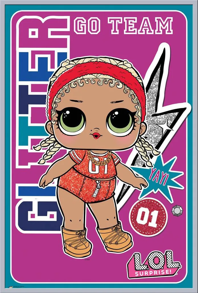 Affiche LOL Surprise Team Glitter avec cadre Shinsuke argenté 61x91,5 cm