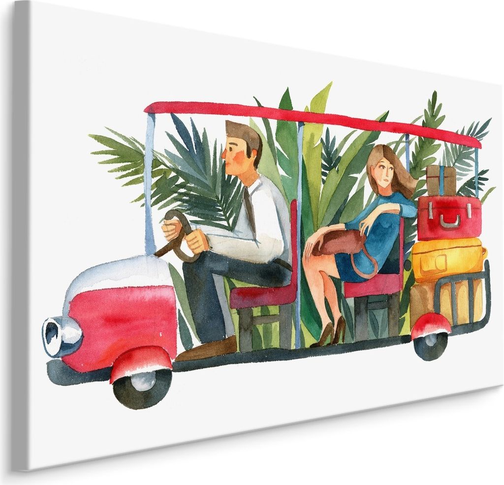 Fabelhafte Canvas LEINWAND BILDER 120x80 cm XXL Kunstdruck Auto Reise Ausflug Aquarell