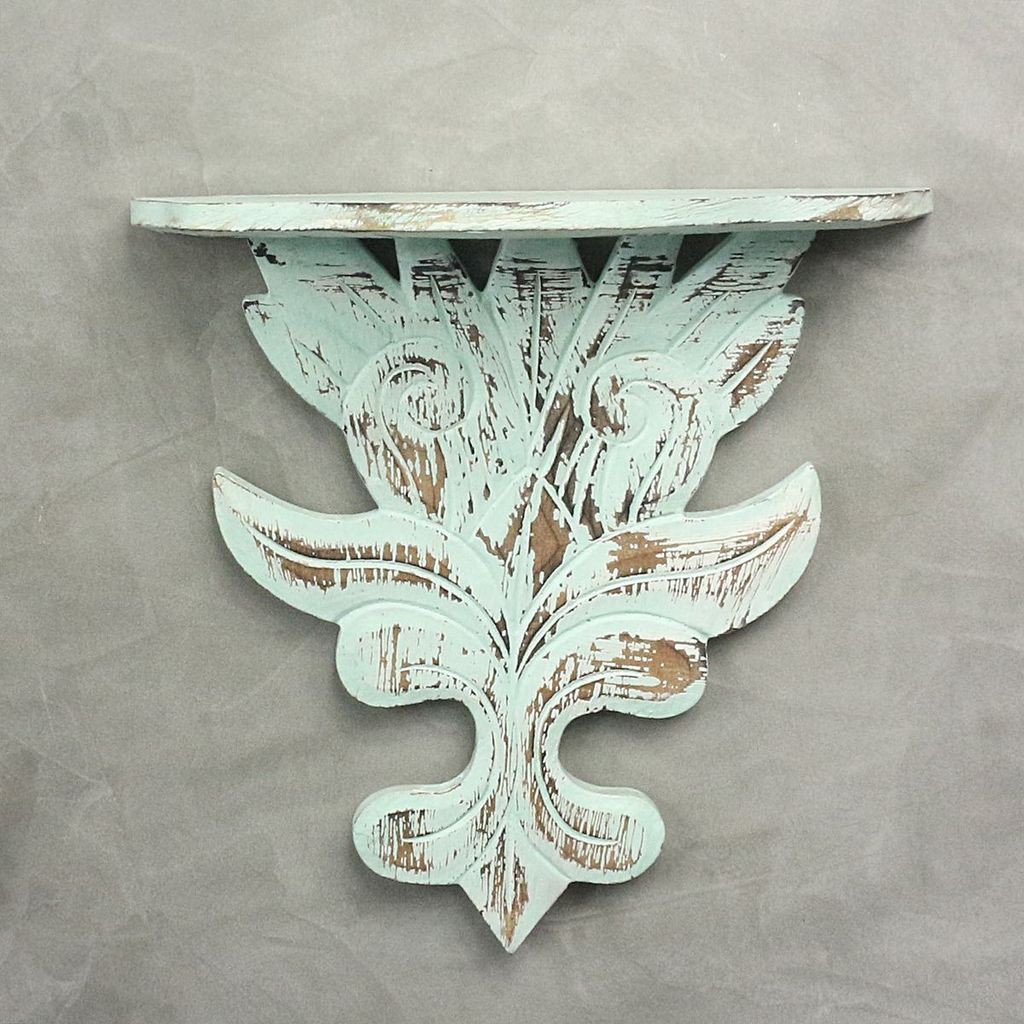 Wandpanel Wandkonsole Wandregal Ablage Hängekonsole Vintage Landhaus Shabby Chic Regal Panel Zwei in Einem 30 cm Mint