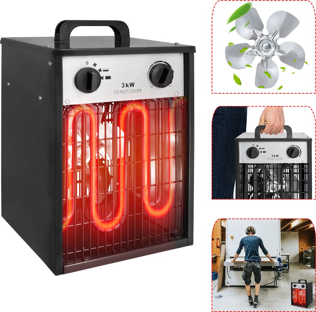 UISEBRT Heizlüfter Elektroheizung 3KW 220V Bauheizer Produktbild 
