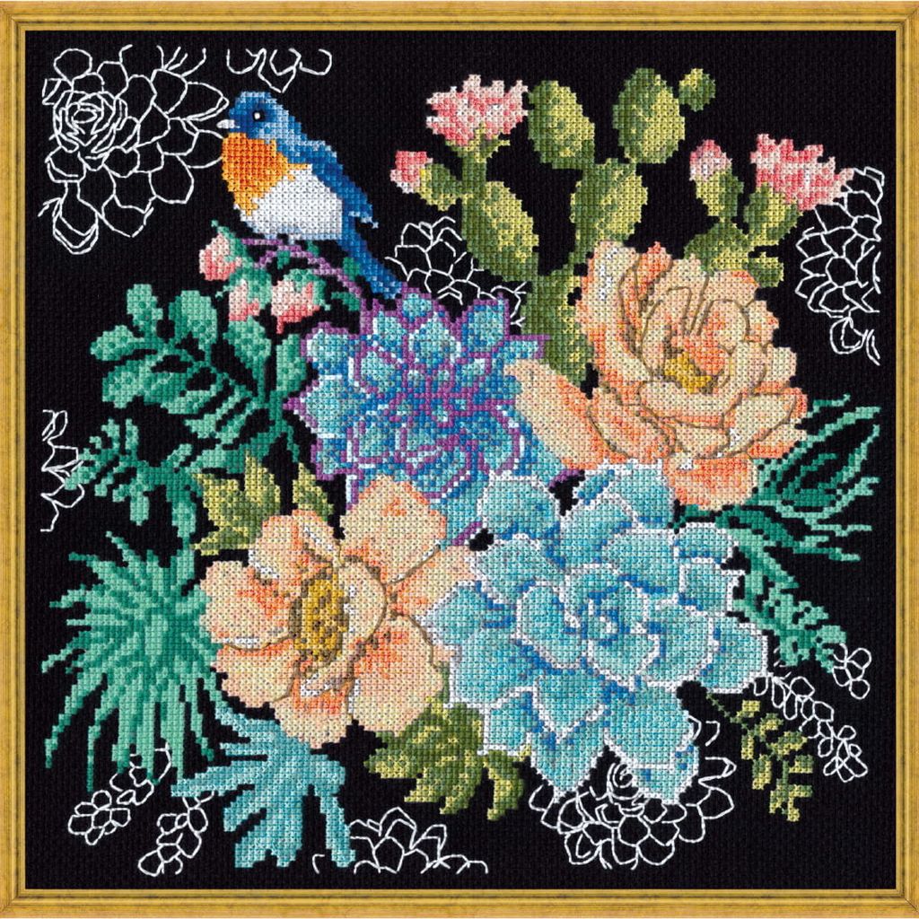Kreuzstich-Set „Sukkulenten“, 25 x 25 cm