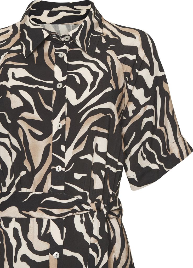 VIVANCE Hemdblusenkleid schwarz-braun bedruckt Größe 36