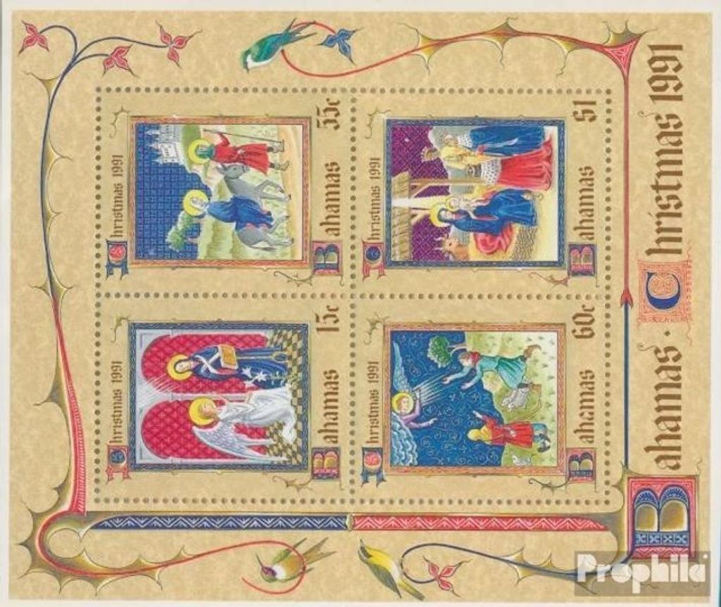Briefmarken Bahamas 1991 Mi Block65 (kompl.Ausg.) postfrisch Weihnachten