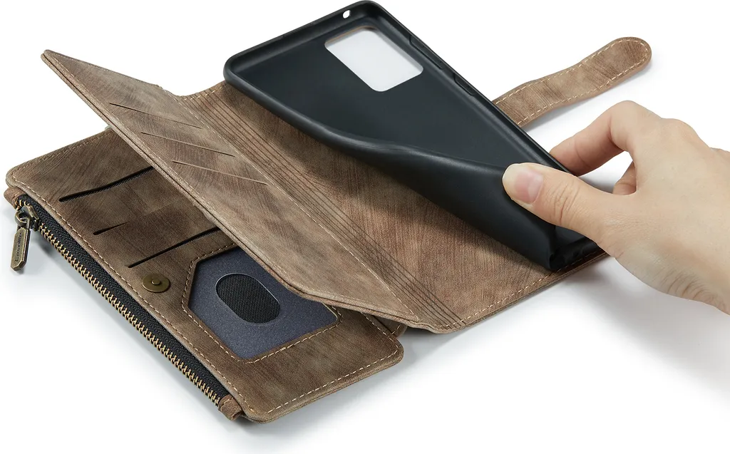 Galaxy A33 5G custodia del telefono cellulare, chiusura a zip custodia in Finto cuoio flip cover chiusura magnetica porta carte funzione stand portafoglio custodia protettiva per Samsung Galaxy A33 5G marrone - 7