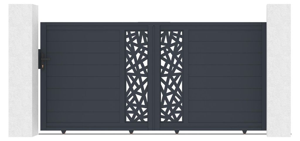 RUIVO 3 m Schiebetor, 140 cm hoch, graues Aluminium