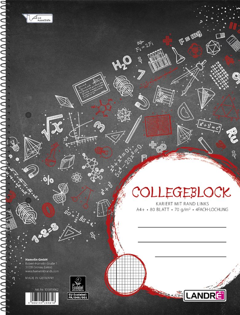 LANDRÉ Collegeblock "college" DIN A4 kariert 80 Blatt Produktbild 