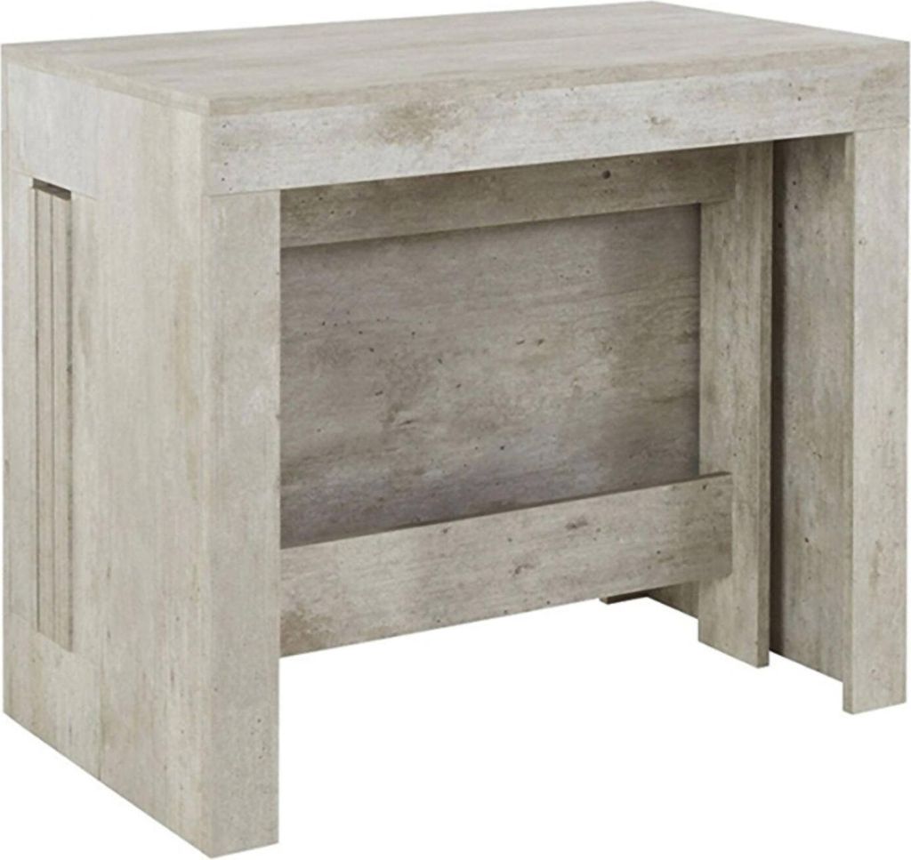 Ausziehbarer Esstisch Martino, Ausziehbare Konsole bis zu 12 Sitzplätzen, Tisch mit Verlängerungshalter, 100% Italy, cm 51/300x90h77, Zement