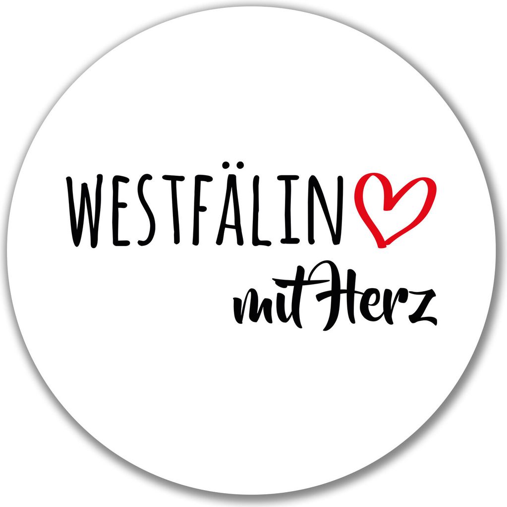 Huuraa Aufkleber Westfälin mit Herz 10cm rund Sticker Geschenkidee