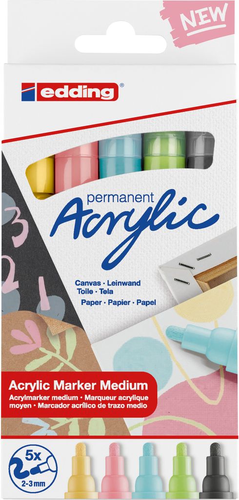 EDDING Acrylic Marker 5100 medium pastell 5Stück
