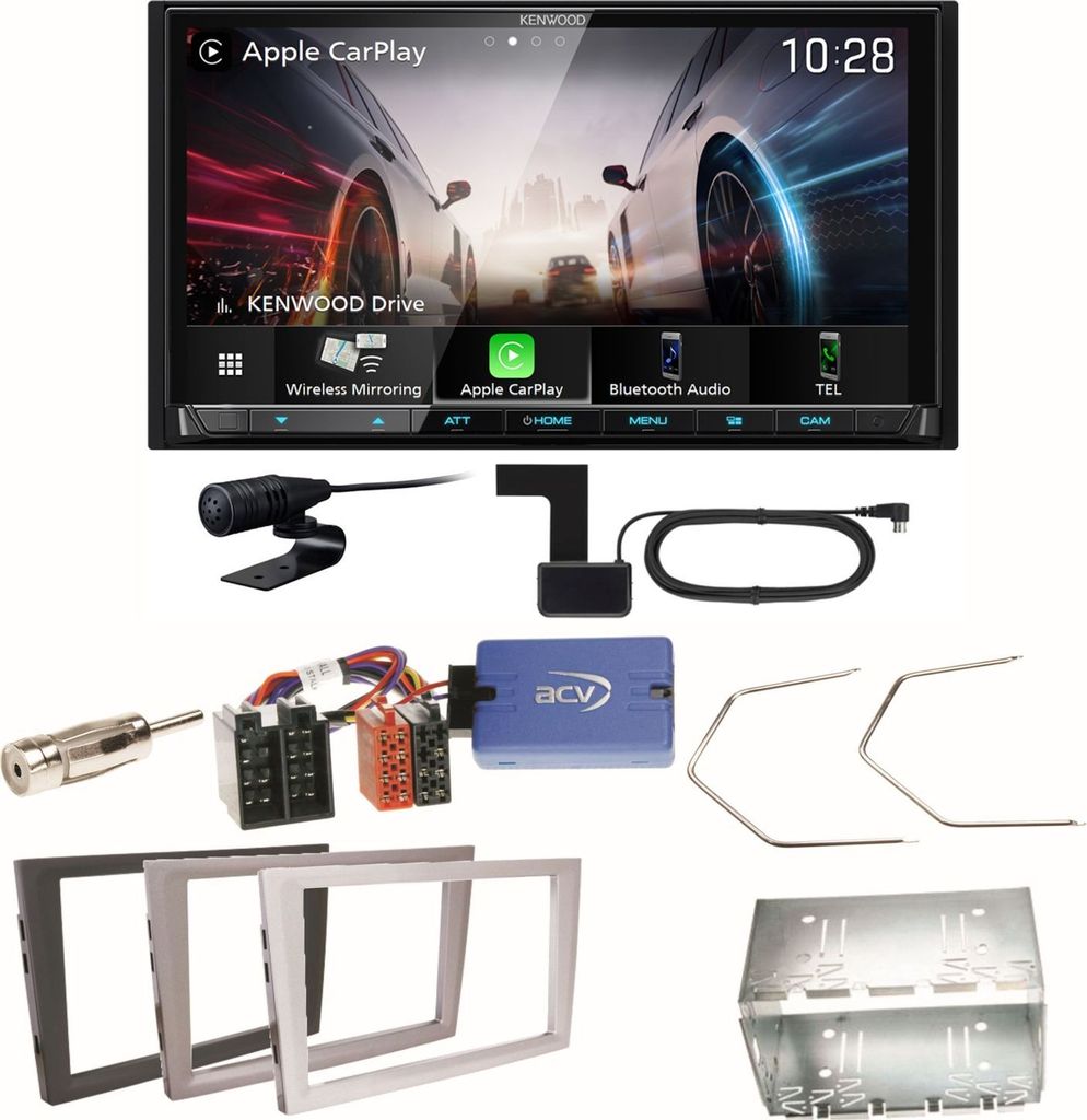 Kenwood DMX8021DABS CarPlay Einbauset für Opel Omega B Meriva A Agila Vivaro