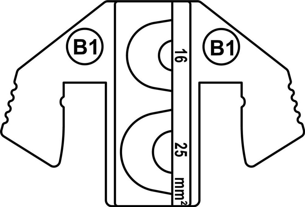TOOLCRAFT PLE-0B1 Crimp-Einsätze Unisolierte Kabelschuhe Quetschbereich: 16 bis 25 mm² Passend für Marke (Zangen): TOOL