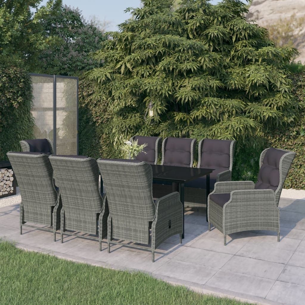 Maison Exclusive - 9-tlg. Garten-Essgruppe Hellgrau