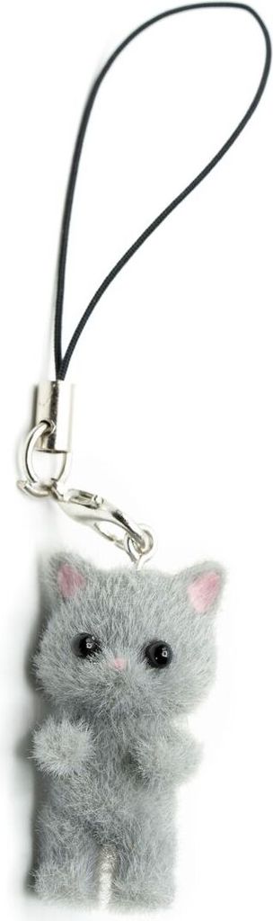Katze Plüsch Handyanhänger Miniblings Kätzchen Kinder flauschig grau