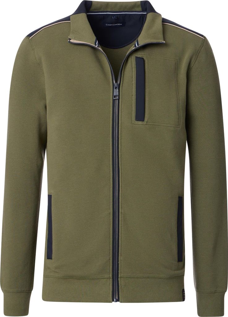 CASAMODA Herren Sweatjacke Reißverschluss Regular-Fit Olivgrün 4XL