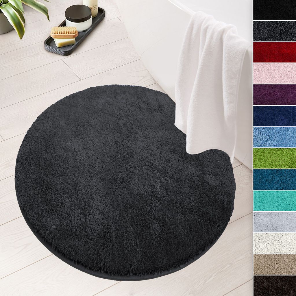 Tapis de bain Sky Soft gris foncé 95 cm de diamètre Image du produit 