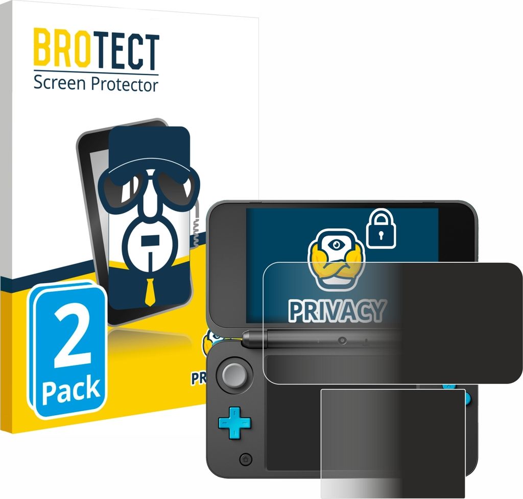 2x BROTECT Sichtschutzfolie für New Nintendo 2DS XL Anti-Spy Privacy Sichtschutz Blickschutz Folie Blaulicht-Schutz