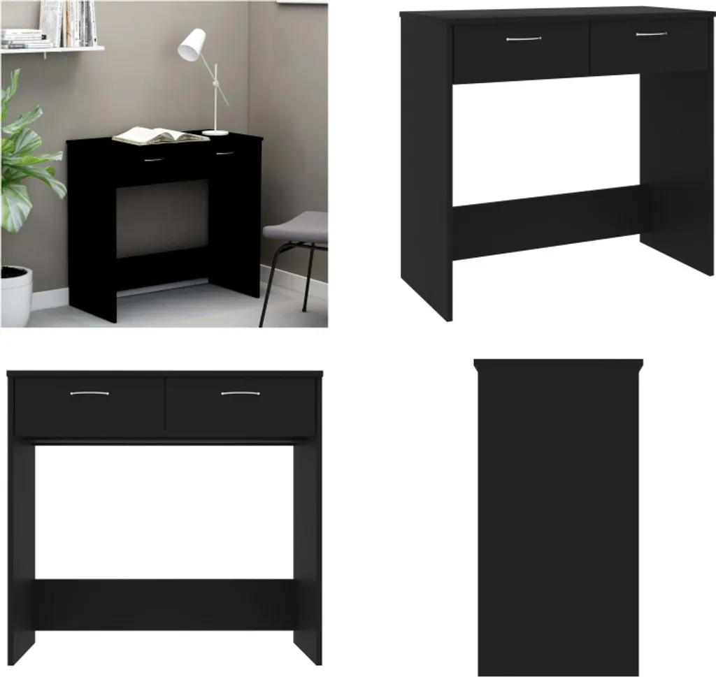 Scrivania Computer Nera 80x40 cm - Desk Minimalista Legno Multistrato