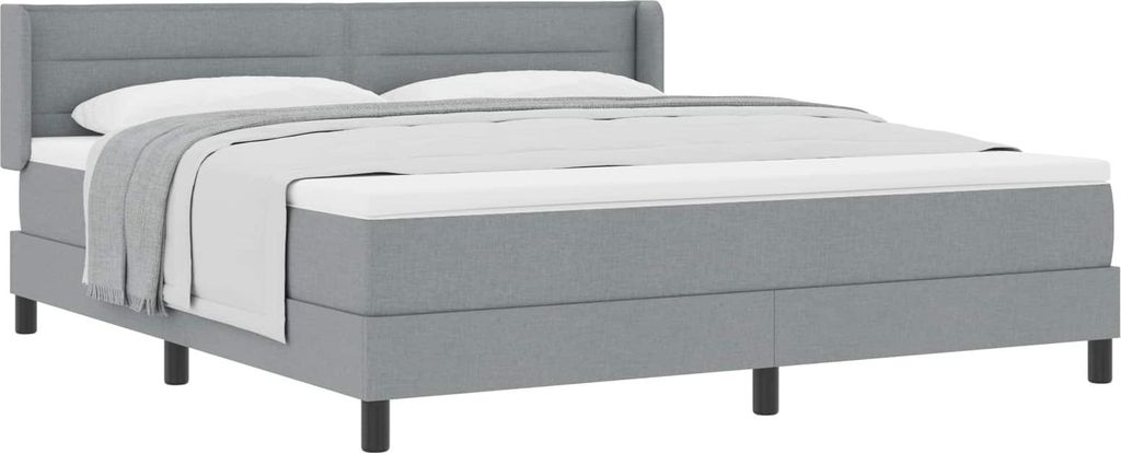 Boxspringbett mit Matratze Hellgrau 200 x 180 cm Stoff