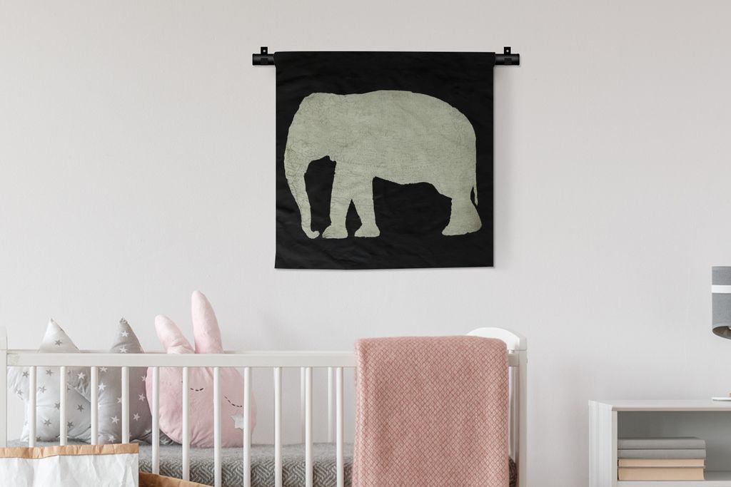 MuchoWow Wandteppich Wandbehang Elefant - Karte - Vintage 60x60 cm Tapisserie Dekoration Wandtuch - Dekorationen - Wand Decke