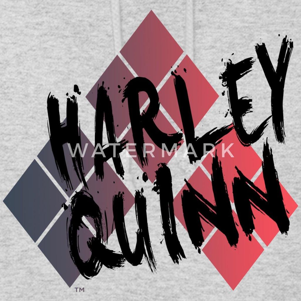Spreadshirt Harley Quinn Rautenmuster Damen Hoodie, S, Hellgrau meliert