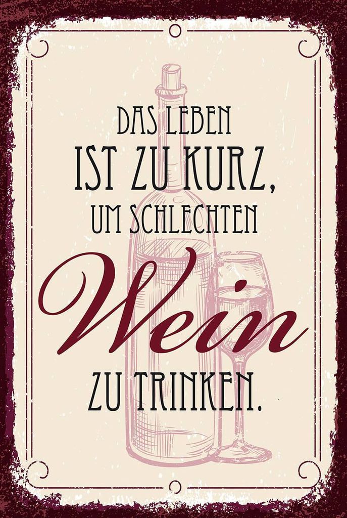 vianmo Holzschild 18x12 cm Leben ist kurz für schlechten Wein