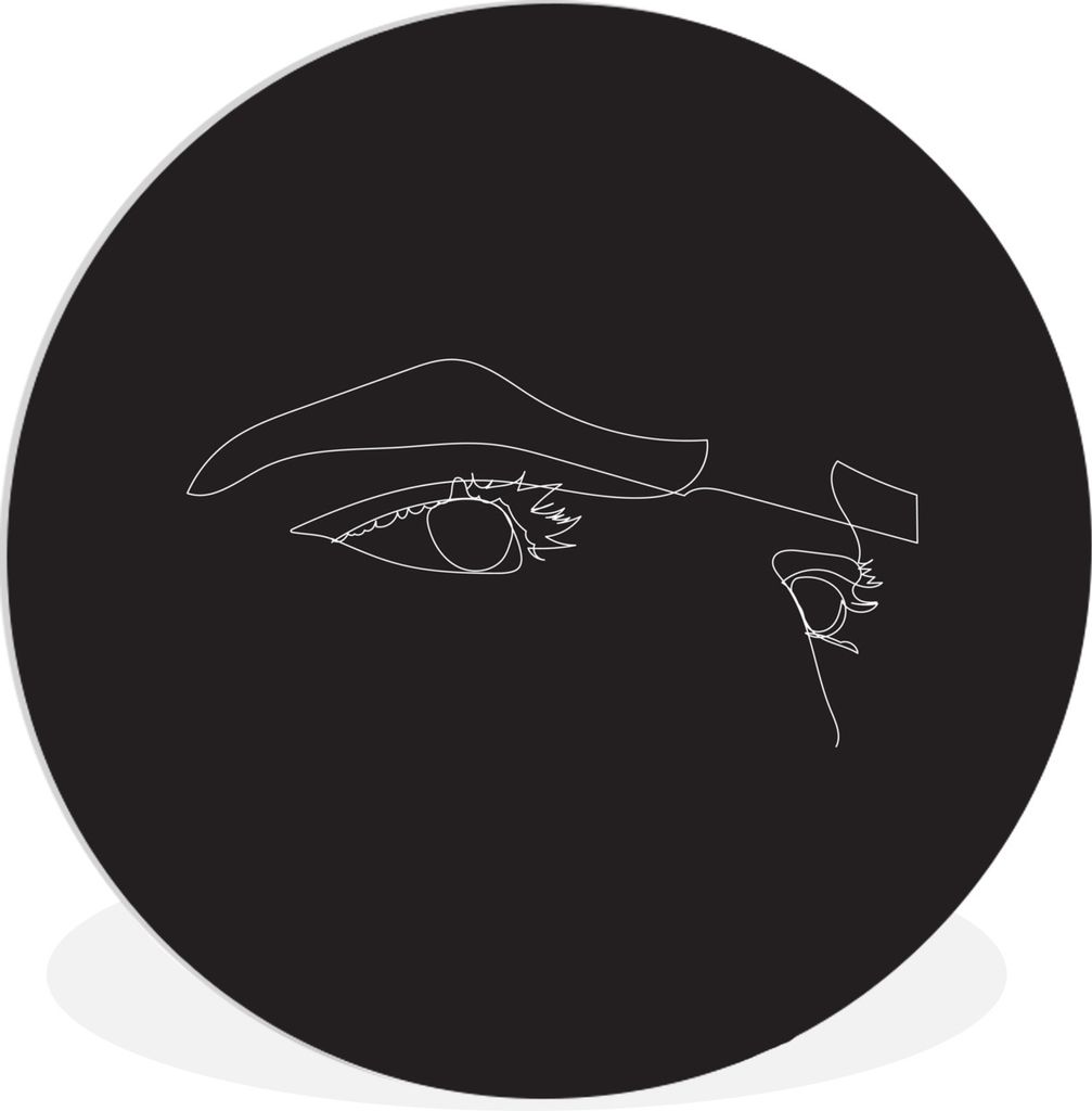 MuchoWow Rundes Wandbild - Runde Bilder Strichzeichnung - Mann - Augen Ø 30 cm Kreis Wanddekoration Kunststoff - Wandkreis - Wandschmuck - Schla...