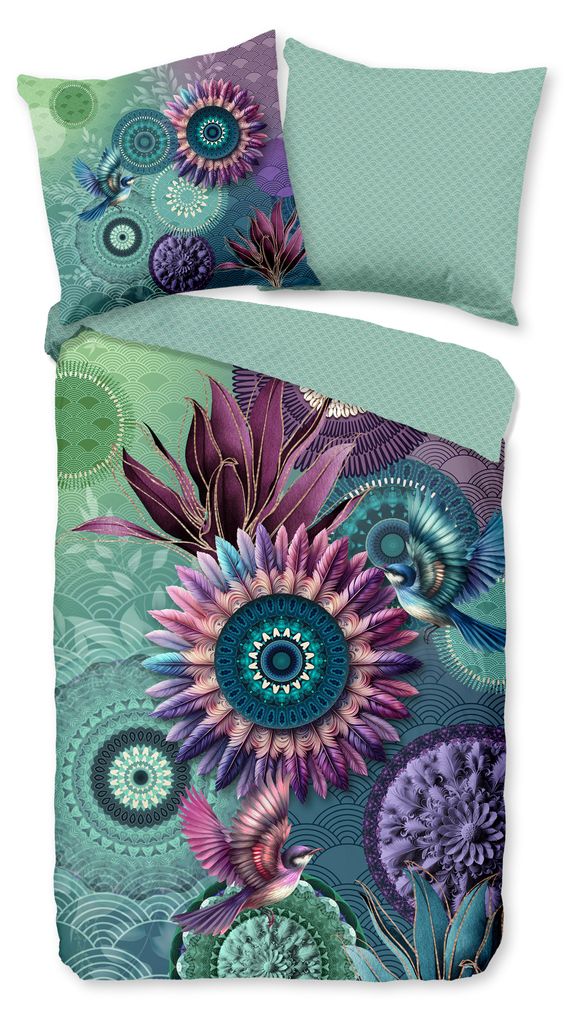 Duvet cover HIP 155x220 + 1* 80x80 cm - mandalas with plants and birds