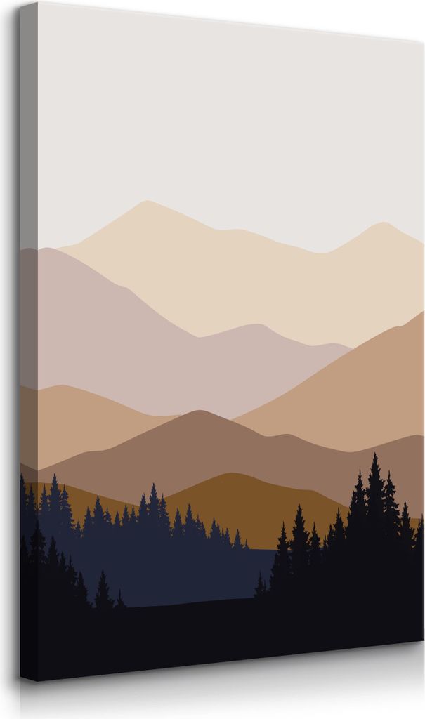 Muralo Leinwandbild Canvas für Wohnzimmer LANDSCHAFT Berge Wald Bäume Boho Stil Br. 40cm x Hö. 60cm