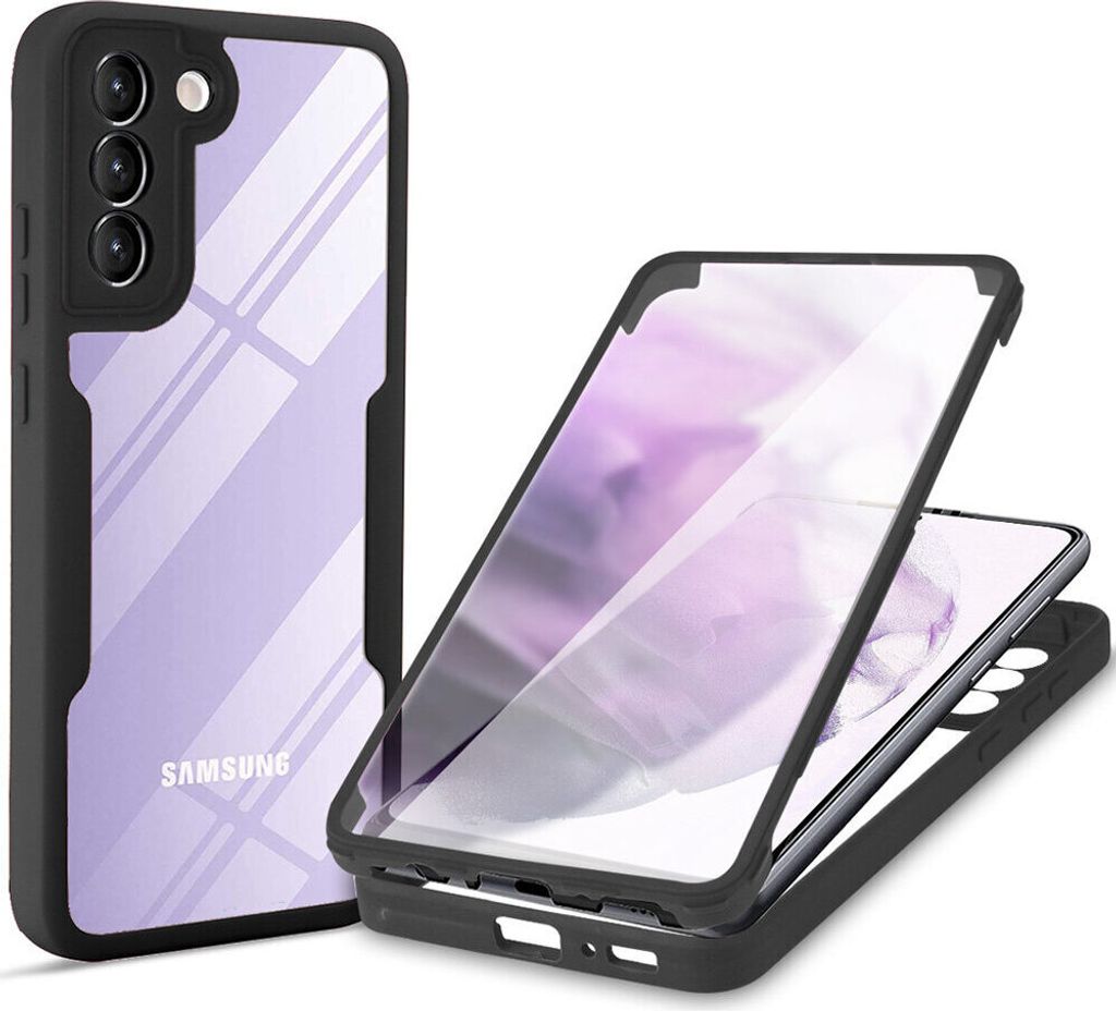 Samsung Galaxy S21 FE 5G Schutzhülle, Eingebautem Displayschutz 360 Grad Komplettschutz Handyhülle für Samsung S21 FE 5G Schwarz