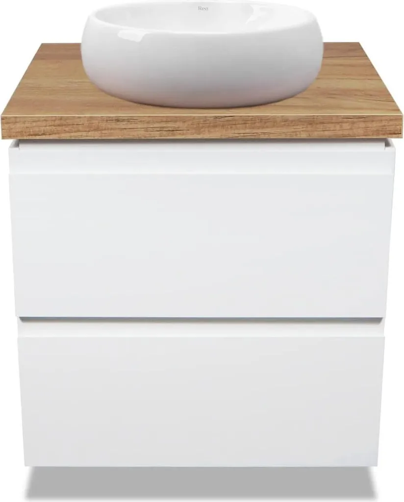 Meuble de Salle de Bain Moderne 60 cm avec Vasque Gain de Place Blanc