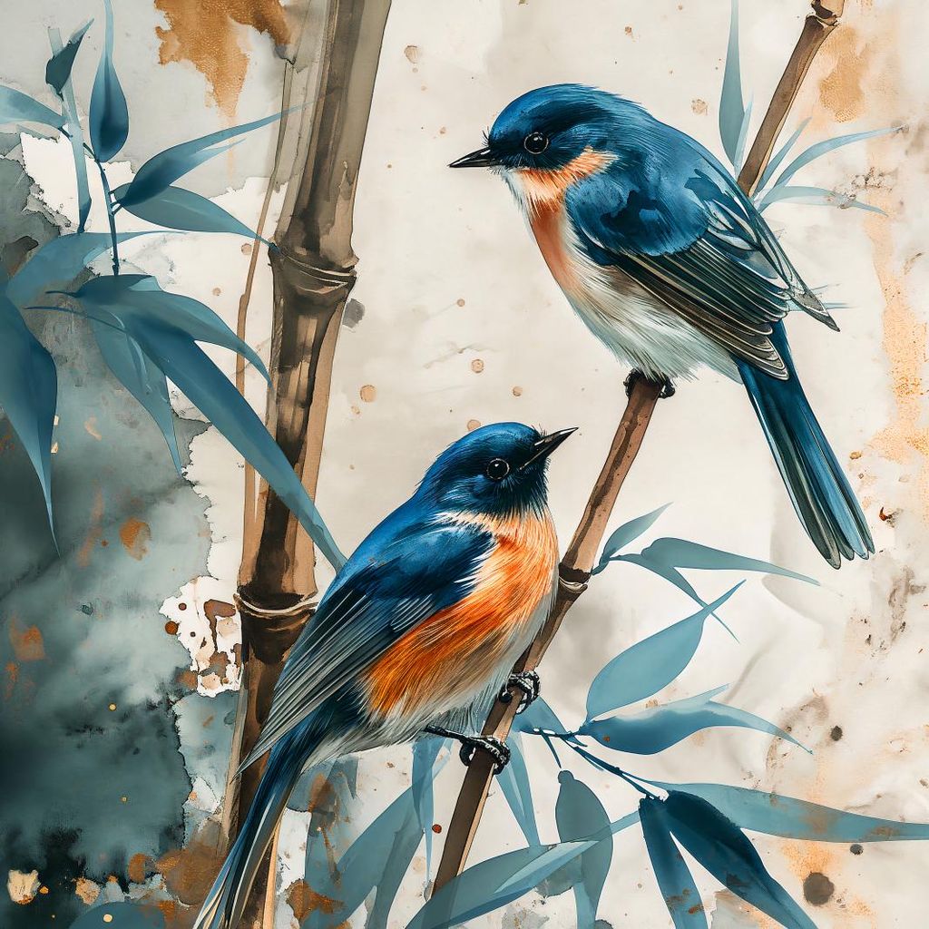 Plakat 30x30cm Drei Vögel