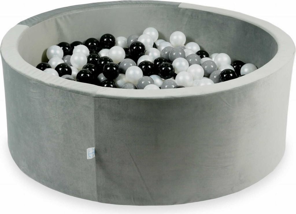 Bällebad 110x40 samtgrau – Mit 500 Bällen / schwarz, grau, perle