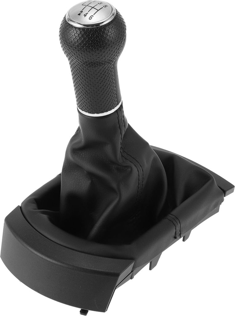 6-Gang-Schaltknauf mit Abdeckung - Schaltknauf mit Abdeckung - für Seat Ibiza 2002-2008 Kunststoff-Kunstleder Schwarz Silberfarben - 1 Stück