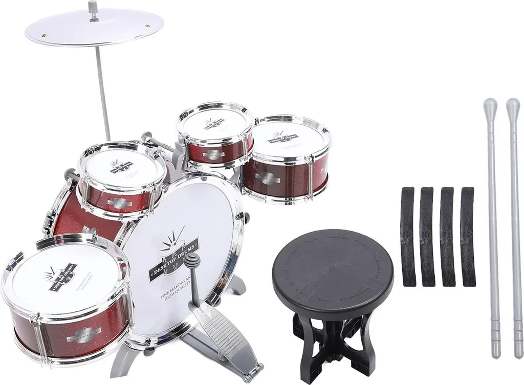 Batterie de jazz enfant 5 tambours : kit percussions robuste et complet