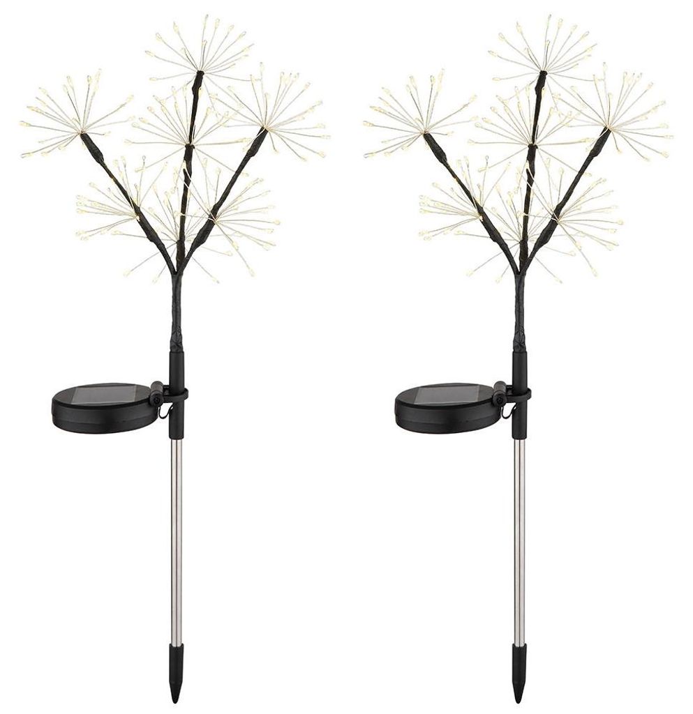 2er Set LED Solarleuchte, Feuerwerk-Optik, Erdspieß, H 96 cm