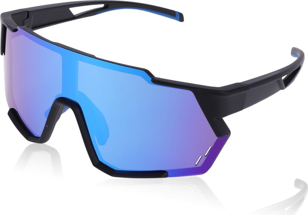 1 Stk Motorradfahrbrille Blendfreie Tri-Acetyl-Cellulose PC UV400 Outdoor-Sportsonnenbrille Für Motocross Dirt Bike ATV Blaue Linse Schwarzer Rahmen