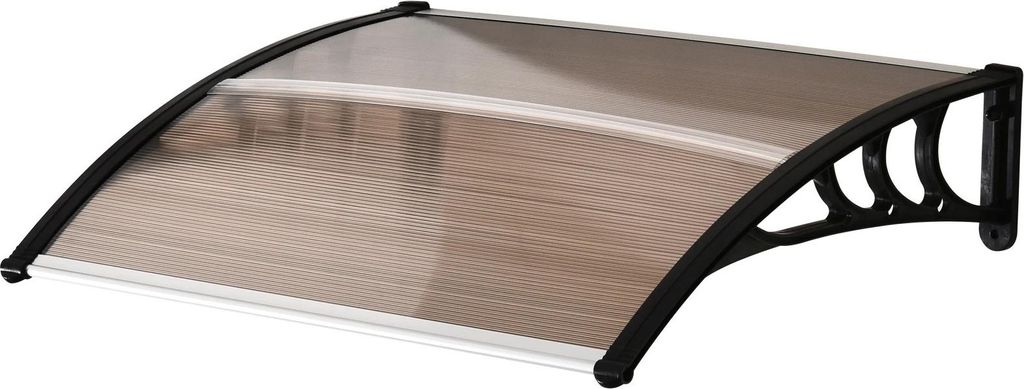 Vordach Haustür Pultvordach Überdachung aus Polycarbonat, Wetterfest, Braun, 120x75cm, 120 CM, Braun, Aluminium
