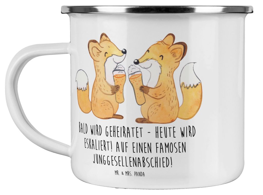 Mr. & Mrs. Panda Blechtasse Junggesellenabschied Eskalation - Weiß - Geschenk, best friends, Kaffeepott, Highlight, Emaille Tasse, Vorfreude Hochz...