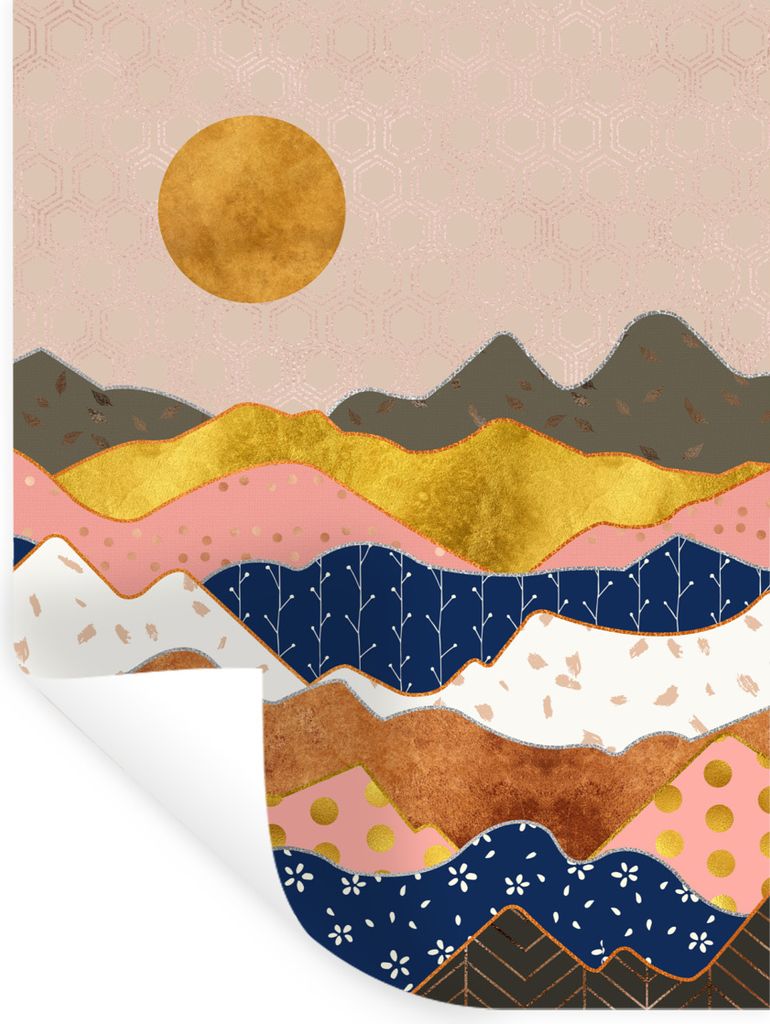 MuchoWow Wandtattoo Wandsticker Wandaufkleber Muster - Pastell - Gold 30x40 cm Selbstklebend und Repositionierbar - Sticker - Dekorfolie