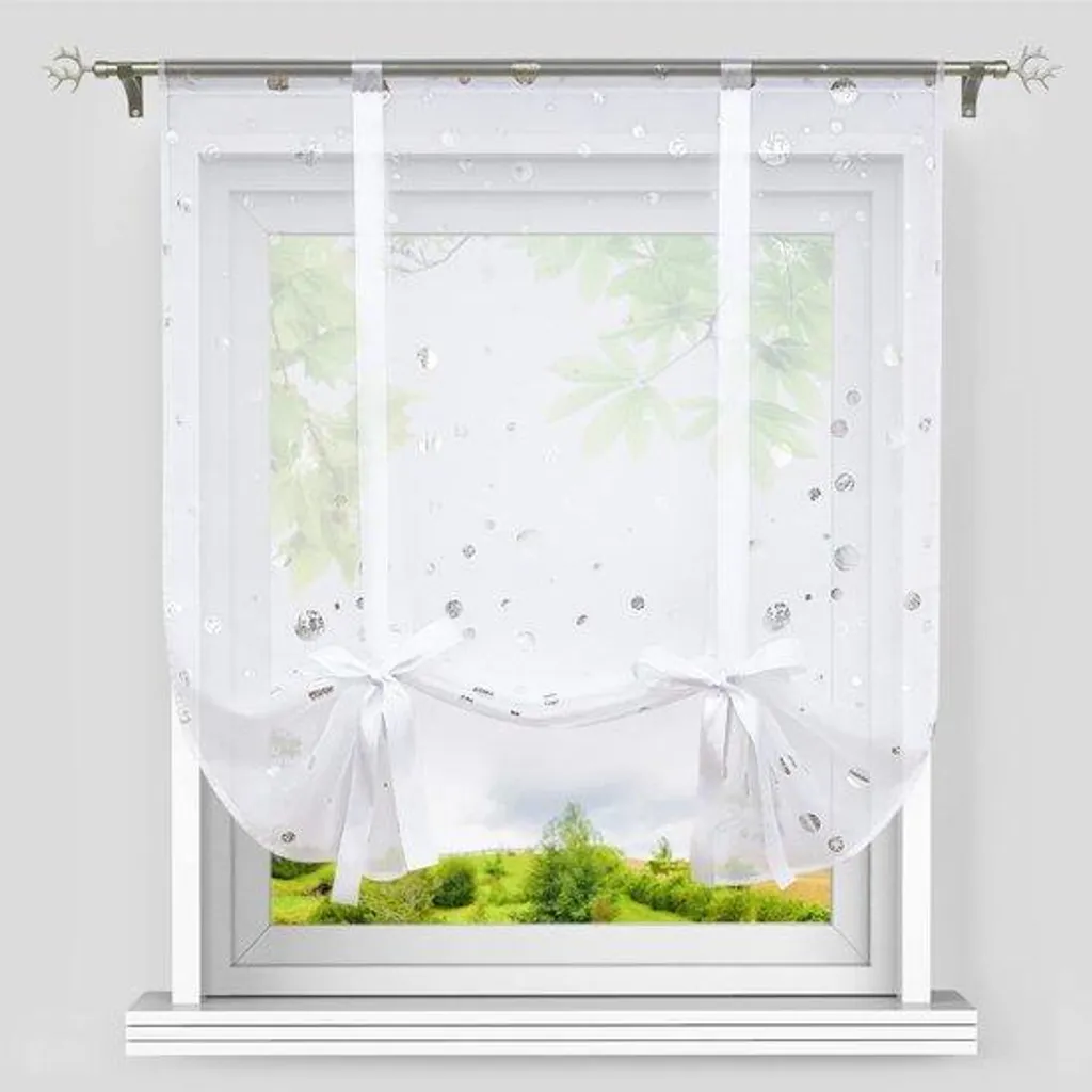 Store pour fenêtre de cuisine moderne argent 60x140 cm à cordon réglable