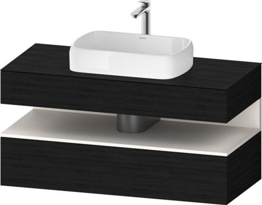 Duravit Qatego Konsolenwaschtischunterbau, 1 Auszug, 1 Schubkasten, Ausschnitt mittig, 1200x550x600mm, Nische Weiß Supermatt, QA4732084160000