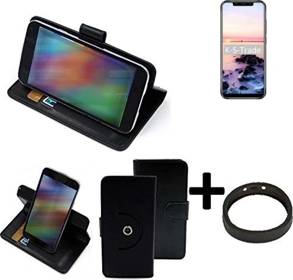 K-S-Trade Case Schutz Hülle kompatibel mit Oukitel U19 + Bumper Handy Hülle Flipcase Smartphone Cover Handy Schutz Tasche Walletcase schwarz