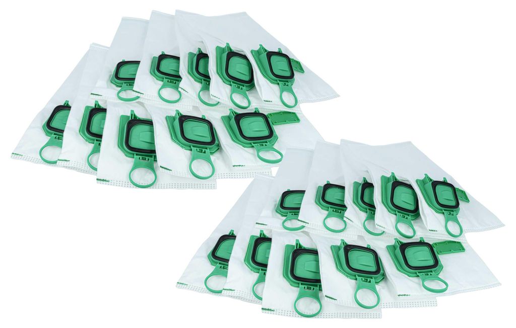 vhbw 20x Staubbeutel Ersatz für Vorwerk FP140/150 für Staubsauger - 29,5cm x 13cm Grün Weiß