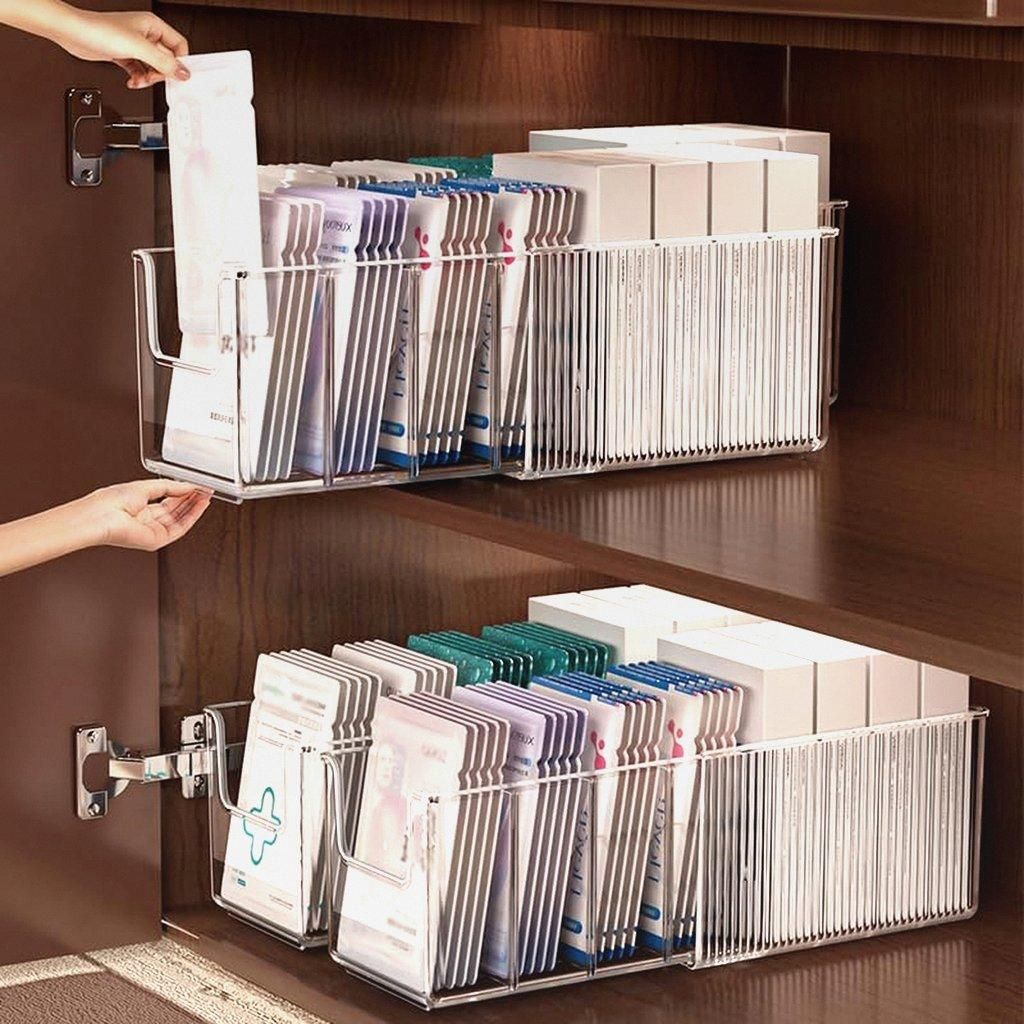 Ausziehbar Acryl Gesichtsmasken-Aufbewahrungsbox mit Verstellbaren Trennwänden – Transparente Stapelbare Kosmetik-Organizer-Box für Hautpflege,...