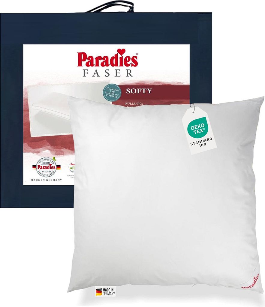 Paradies Softy Kopfkissen Kissen Faserkissen Kuschelkissen 80x80 60°