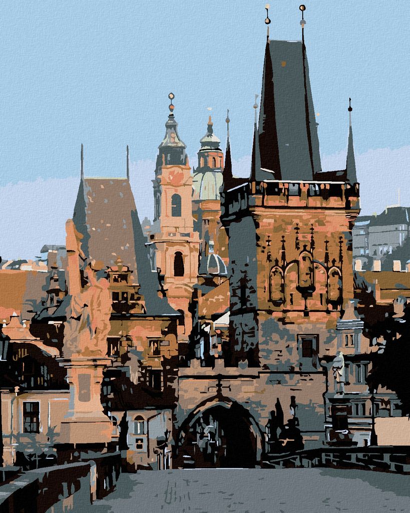 Zuty - Malen nach Zahlen - BRÜCKENTÜRME IN PRAG, 40x50 cm, ohne Keilrahmen