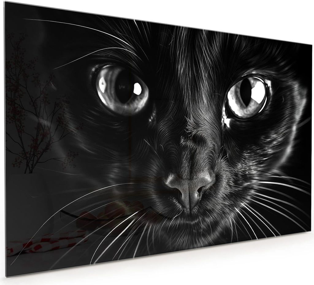 Küchenrückwand Spritzschutz Glas mit Motiv Katzengesicht 40 x 40 cm