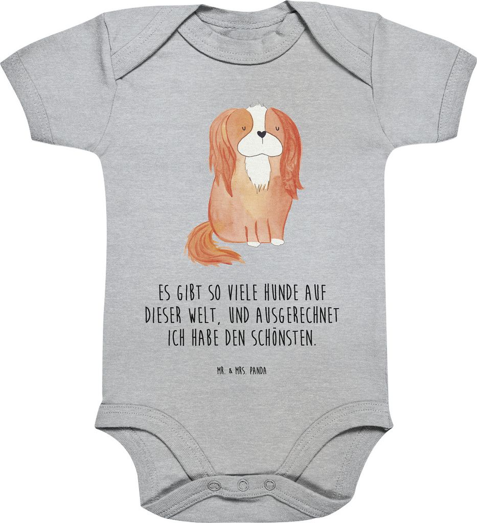 Mr. & Mrs. Panda Strampler Baby Hund Cavalier King Charles Spaniel 1. - 3. Monat - Heather Grey - Geschenk, Sprüche, Einteiler, Bester, Cockerspan...