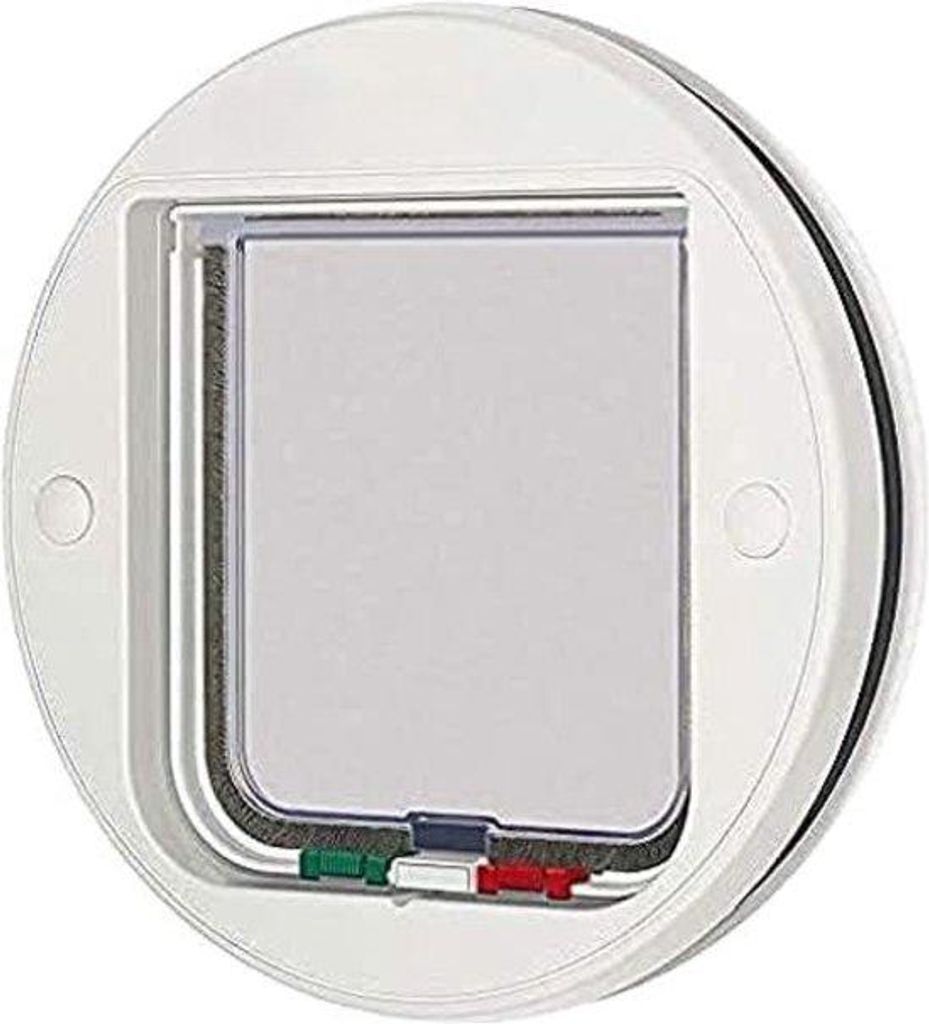 Kat-Tür - 4-fach Schließbares Glas-Fitting - Weiß - 326g
